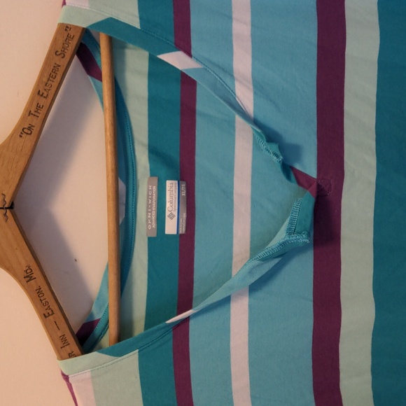 Columbia PFG Omni Wick Women's Size XL Striped Short Sleeve Popover Top - Picture 2 of 13